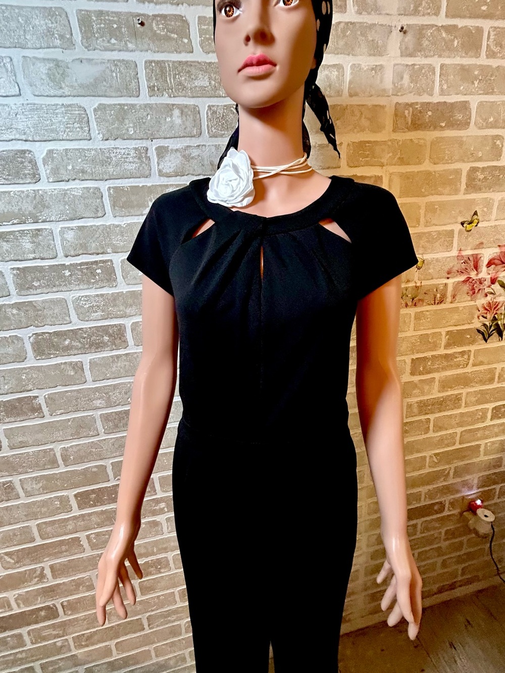 Chico's Black Pleated Neckline Dress